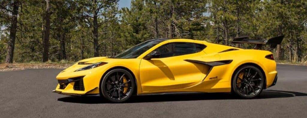 2025 Chevrolet Corvette side view in yellow