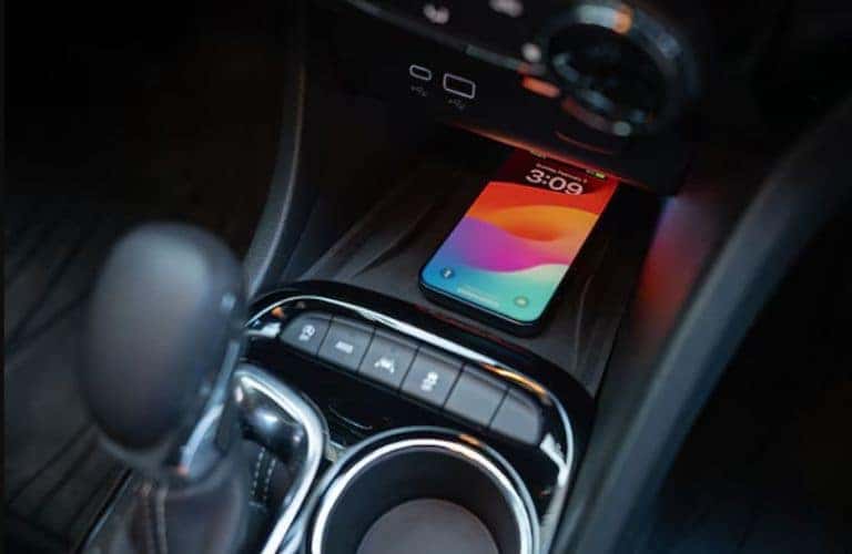 Buick wireless phone charger in a car