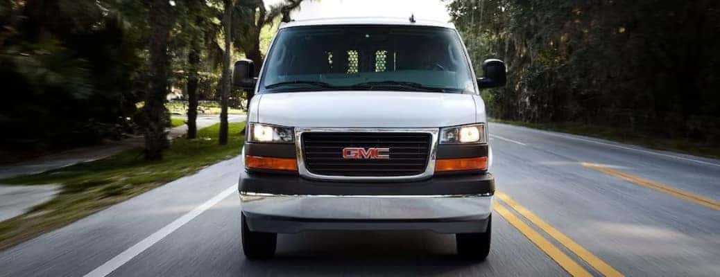2025 GMC Savana front view on a road