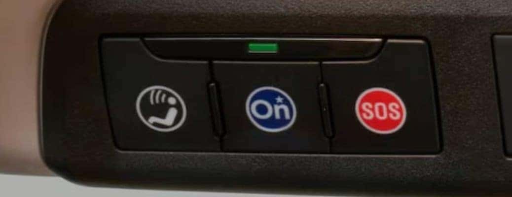 GM OnStar button in a GM vehicle
