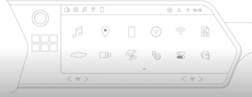 A white image representing the Chevrolet touchscreen