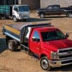 Chevrolet fleet vehicles parked at a work site