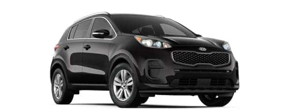 A black 2019 Kia Sportage on white