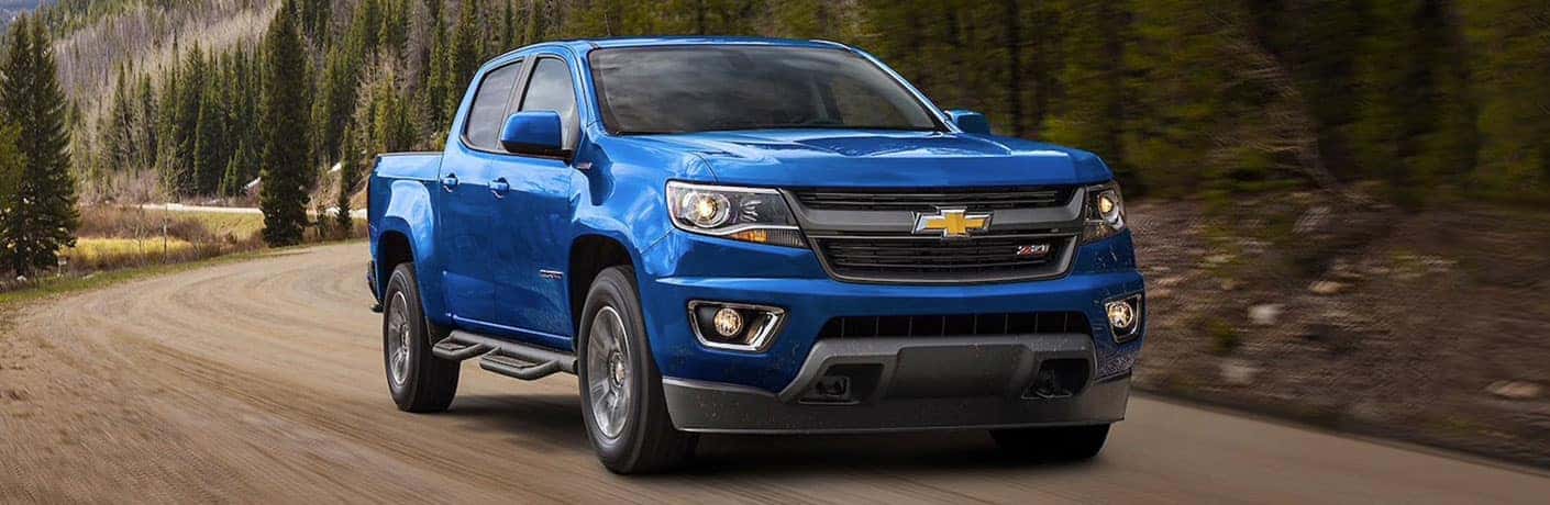 Front view of blue 2020 Chevrolet Colorado