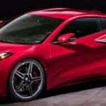 red chevrolet corvette side view
