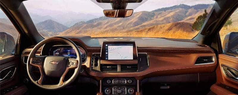 The displays of the infotainment features in the 2022 Chevy Tahoe.