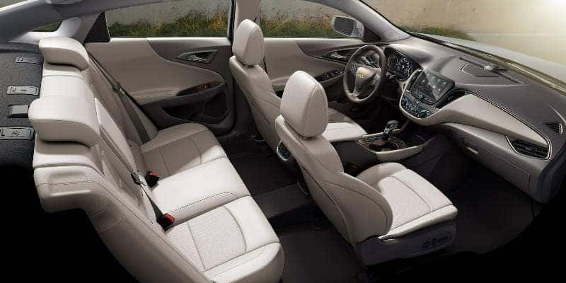 2022 Chevrolet Malibu interior, pictured, includes safety features like 10 airbags.