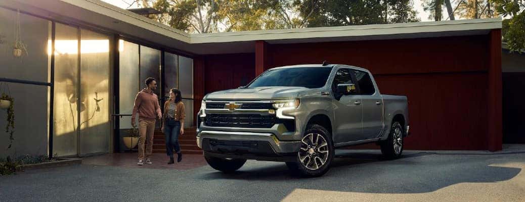 The 2023 Chevy Silverado 1500 parked in a driveway.
