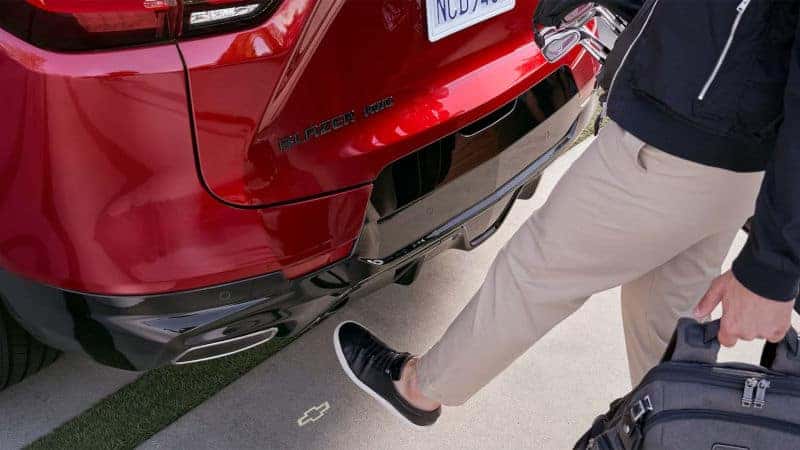 The hands-free gesture activated liftgate available in the 2023 Chevy Blazer.