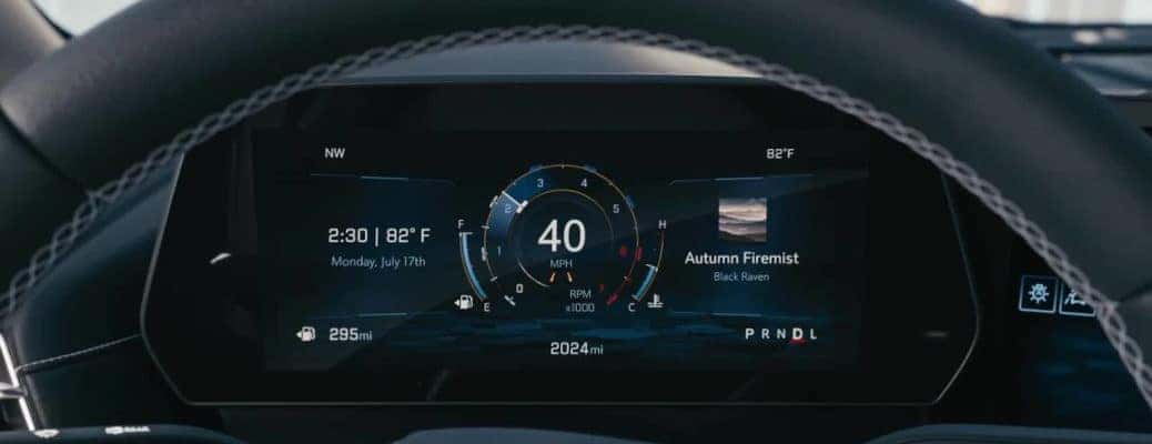 The digital driver information center in the Chevy Traverse.