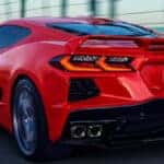 The 2024 Chevy Corvette Stingray as seen from behind.