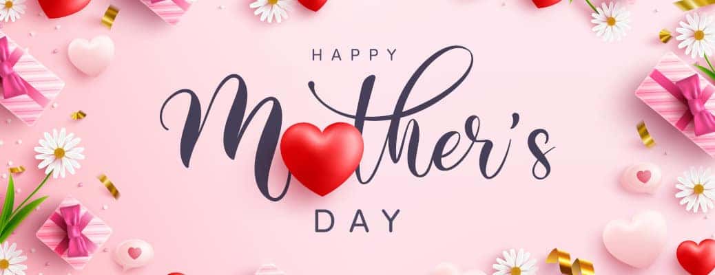 A mother's day message with flowers and hearts.