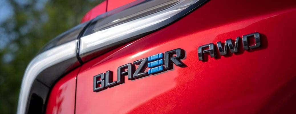 The AWD badge on the 2024 Chevy Blazer EV.