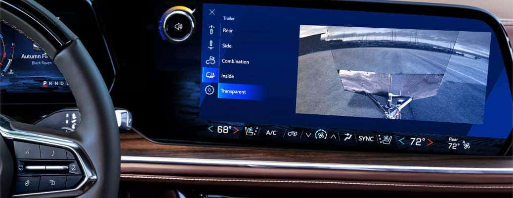The trailer camera view in the 2025 Chevy Suburban.