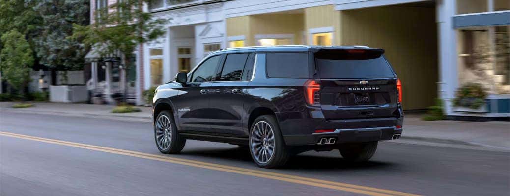 A rear quarter view of the 2025 Chevy Suburban for sale near Nashville, TN.