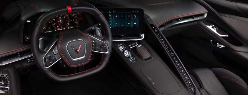 The controls and displays in the 2025 Chevy Corvette Stingray for sale near Nashville.