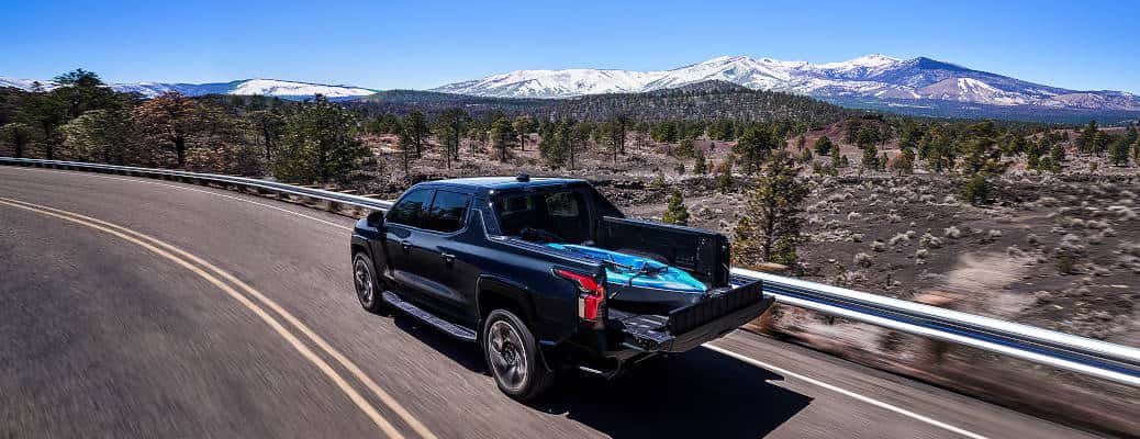 A rear quarter view of the 2025 Chevy Silverado EV for sale near Nashville.
