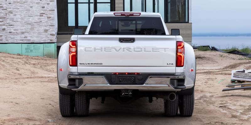 A rear exterior view of the Silverado 3500.