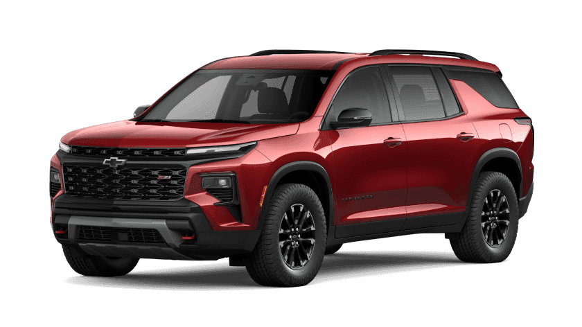 2026 Chevrolet Traverse Z71 in Radiant Red, front three-quarter drivers side studio view