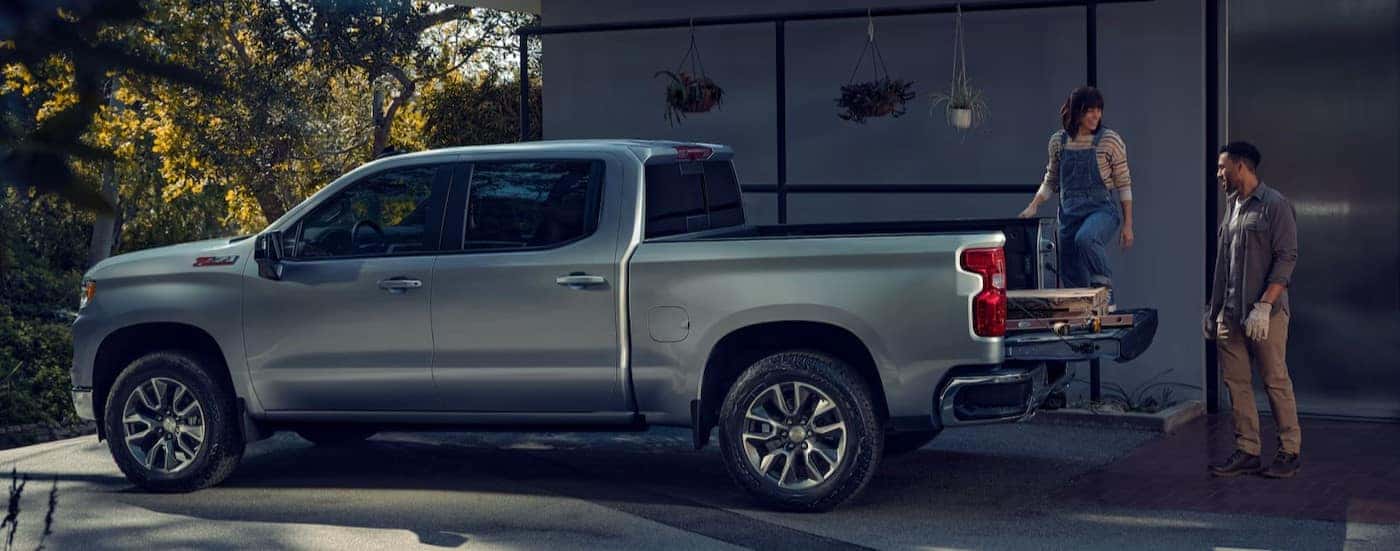 A parked silver 2025 Chevy Silverado 1500 Z71 for sale near Vernon.