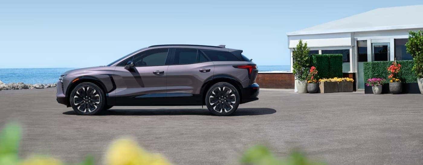 A gray 2025 Chevy Blazer EV parked outdoors.