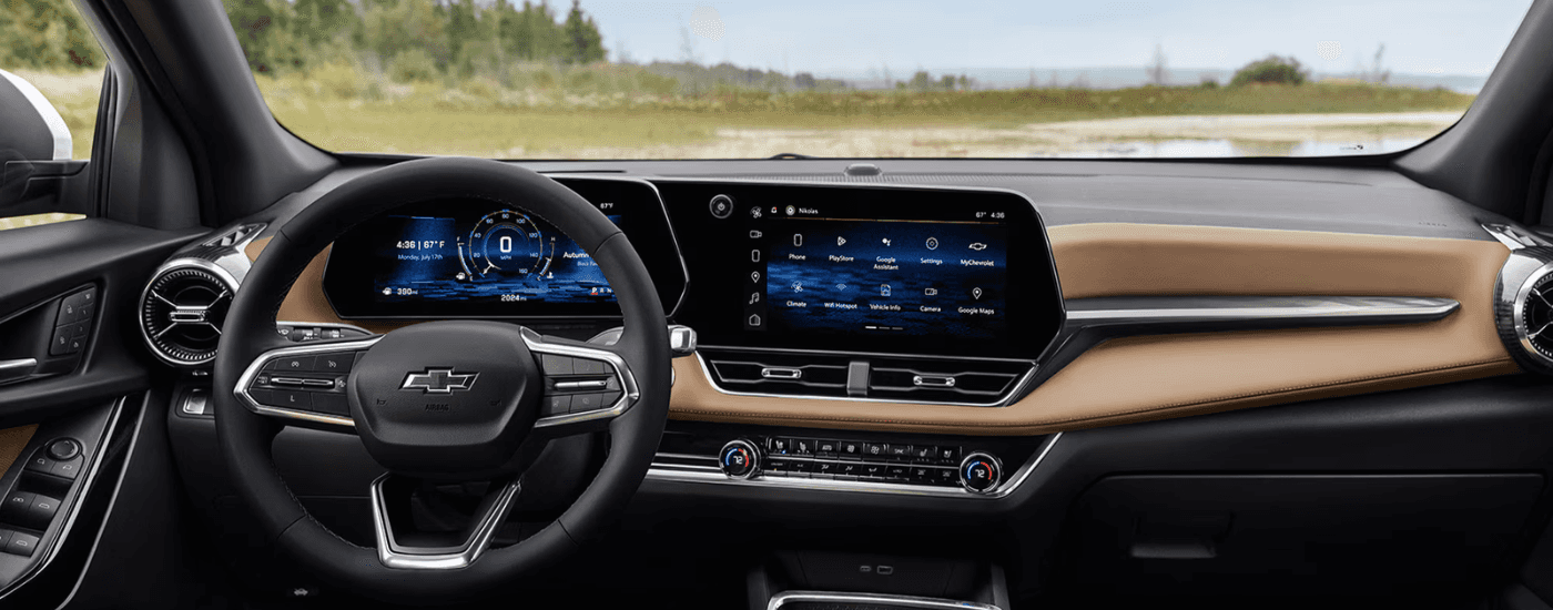 Brown leather interior in a 2026 Chevy Equinox