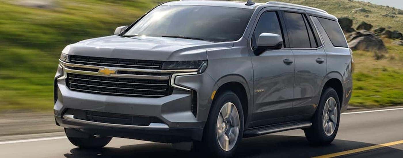 A used silver 2021 Chevy Tahoe driving for sale near East Windsor