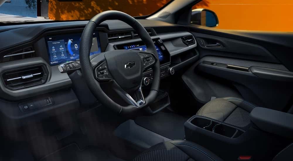 Steering wheel and dashboard of a 2027 Chevy Bolt
