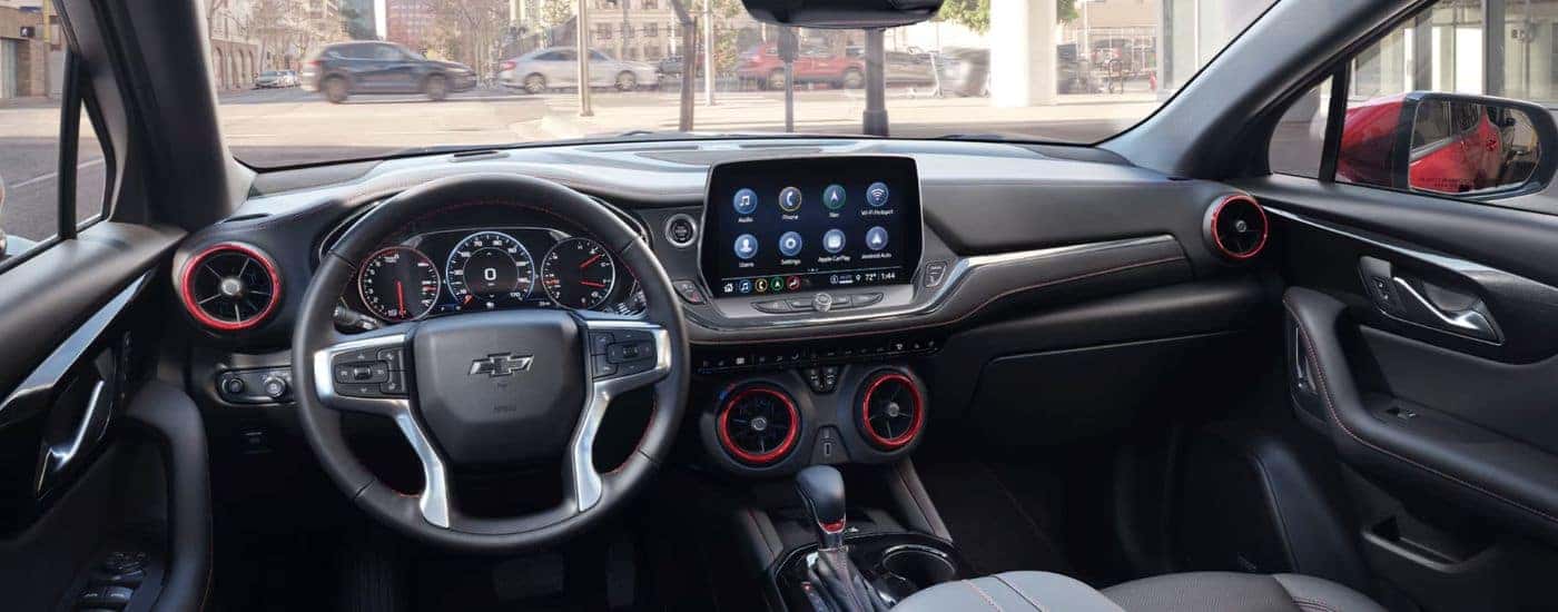 Front interior view of a 2026 Chevy Blazer.