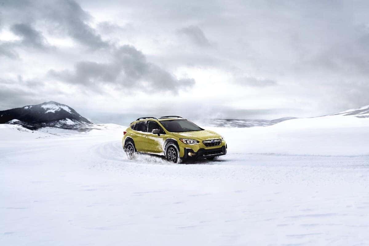 2023 Subaru Crosstrek Exterior Passenger Side Front Profile in Snow