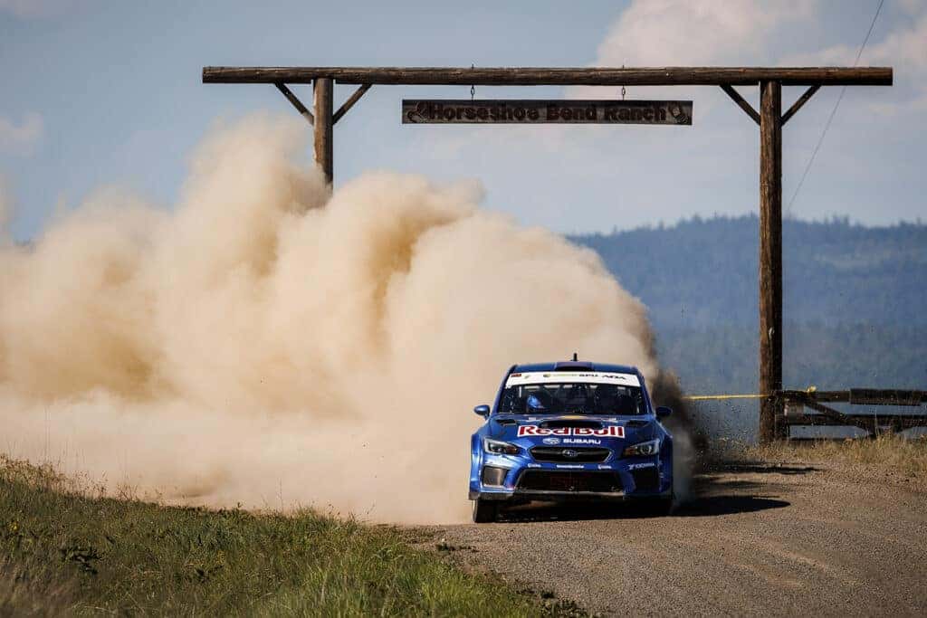 Subaru Motorsports USA driver Brandon Semenuk and co-driver Keaton Williams claimed a spectacular victory at the 2023 Oregon Trail Rally with kicking up dust in their WRX.