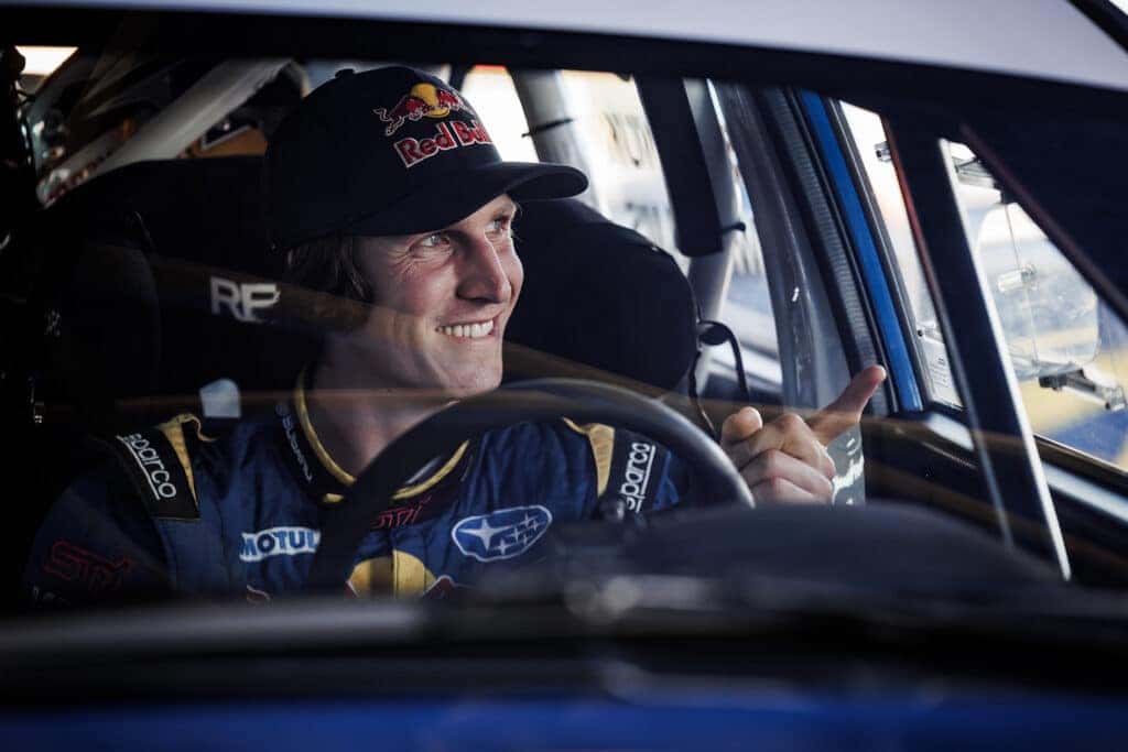 Subaru Motorsports USA driver Brandon Semenuk in the drivers seat of his WRX that led him to victory
