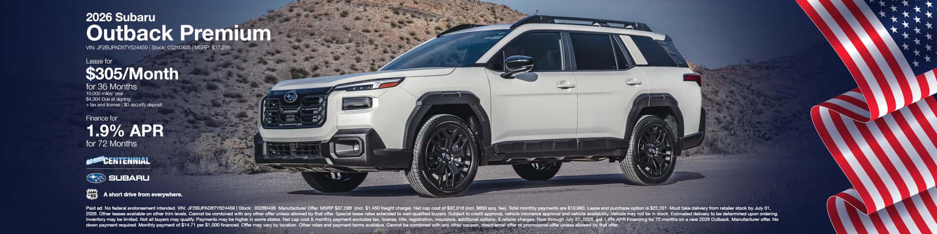 New 2026 Outback Offer