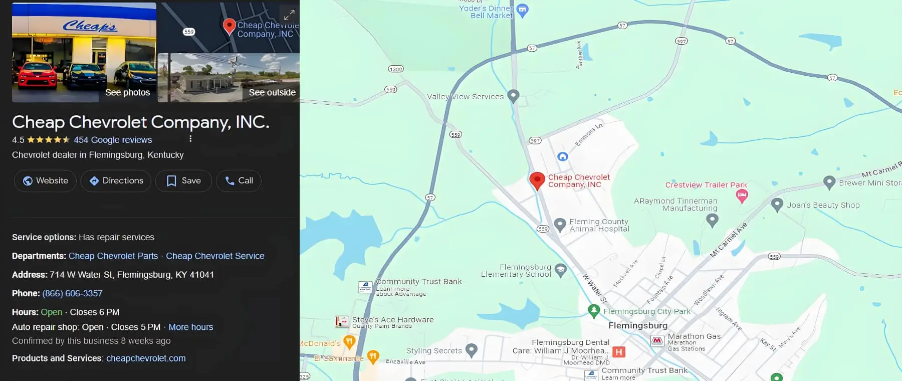 Map with Dealership Details