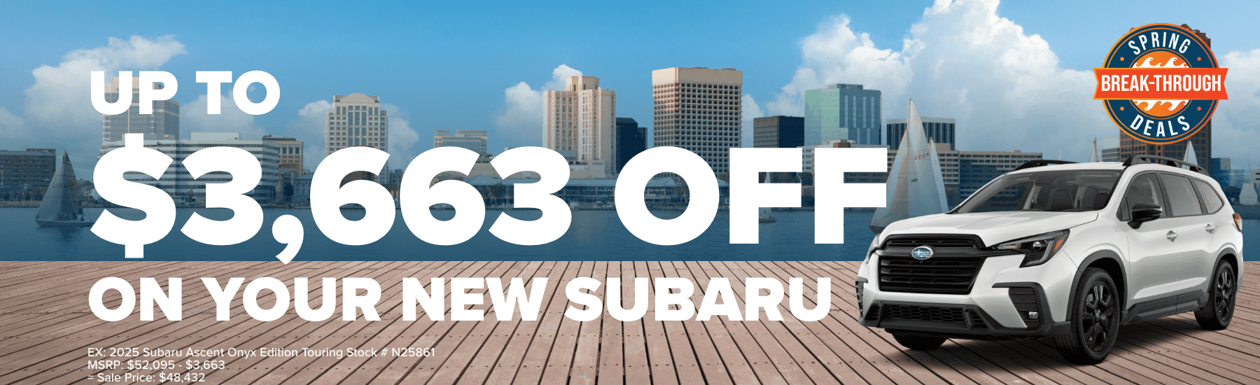 Up to $3,663 OFF Your New Subaru