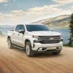 White 2020 Silverado 1500 Driving Along Lake
