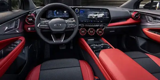 Interior view of the 2026 Blazer EV LT's large infotainment screen
