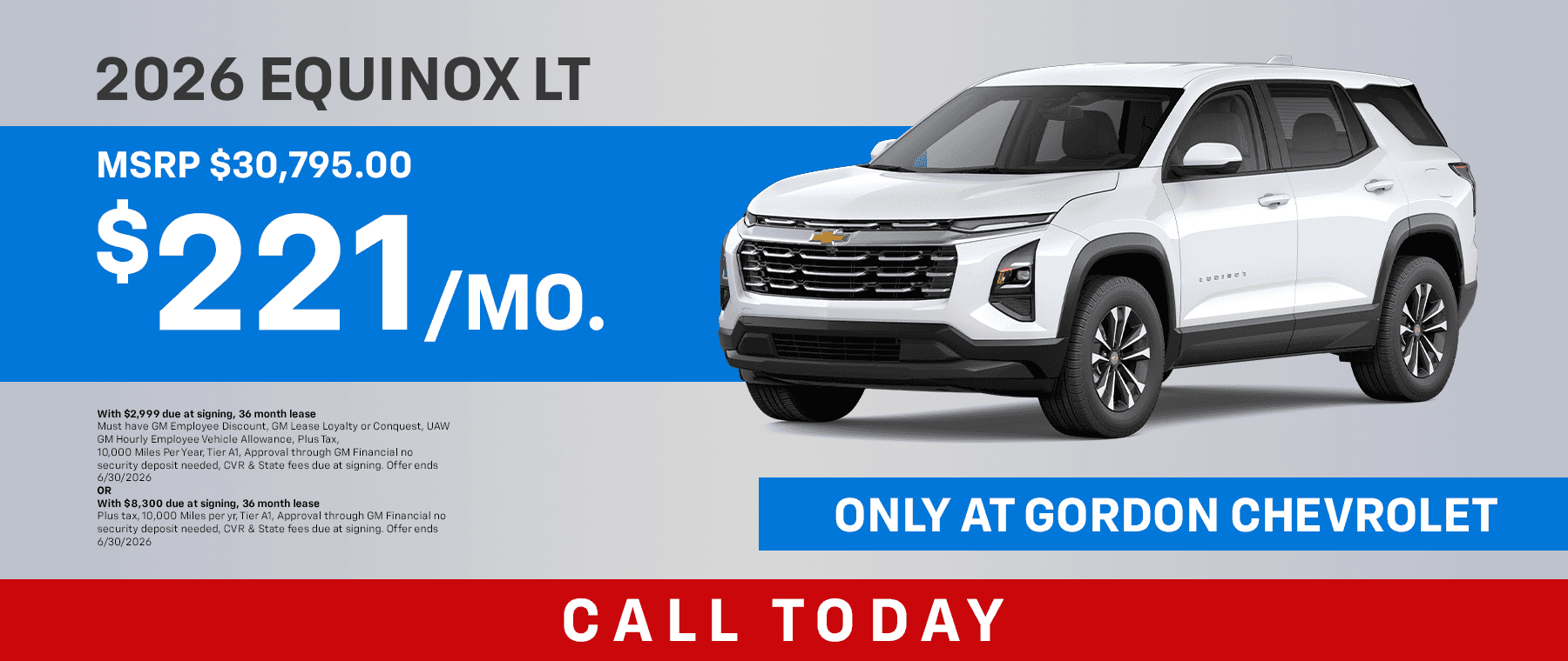 2026 Equinox LT Subtext MSRP $30,795.00 $221 per month