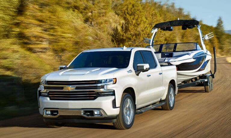 2020 Chevy Silverado 1500 towing a boat