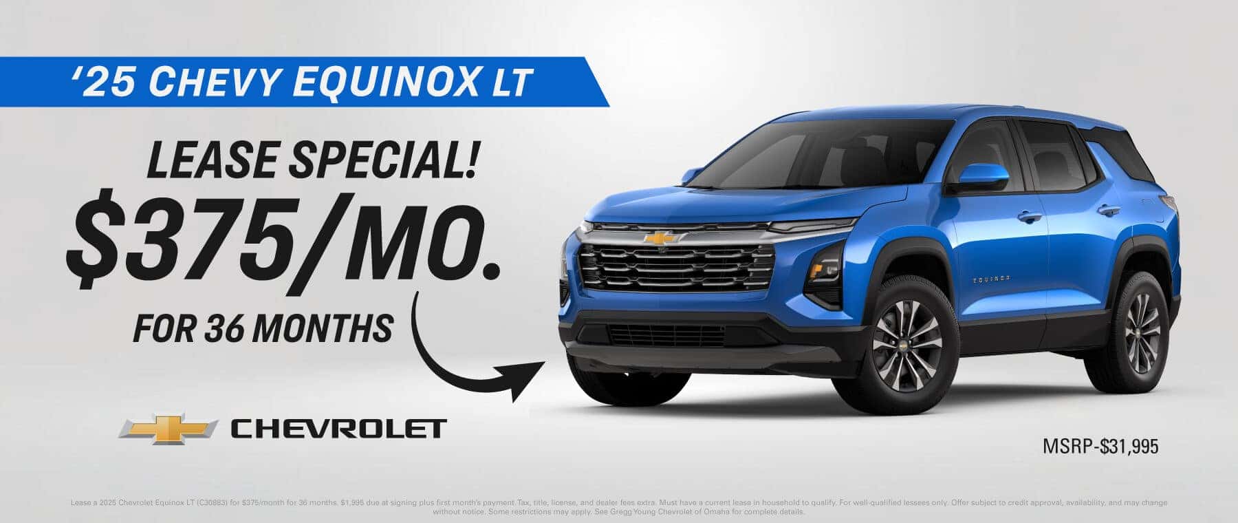 2025 CHEVROLET EQUINOX LEASE FOR $375 A MONTH @ 36 MONTHS