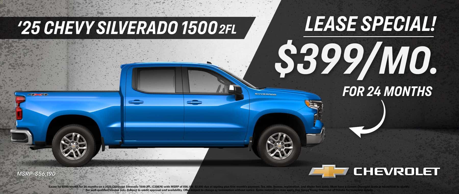 2025 CHEVROLET SILVERADO 1500 LEASE FOR $399 A MONTH @ 24 MONTHS