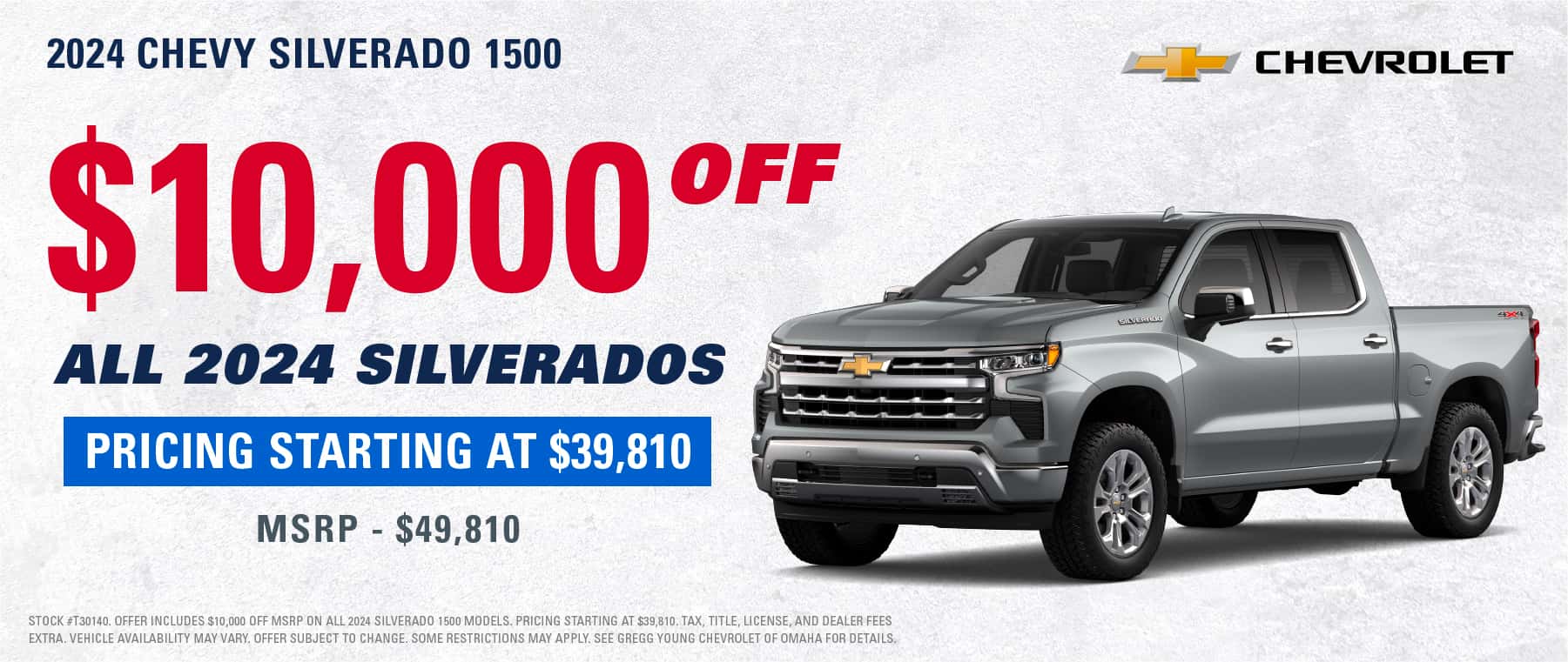 2024 CHEVROLET SILVERADO 1500 $10,000 OFF ALL 2024 SILVERADOS, PRICING STARTING AT $39,810