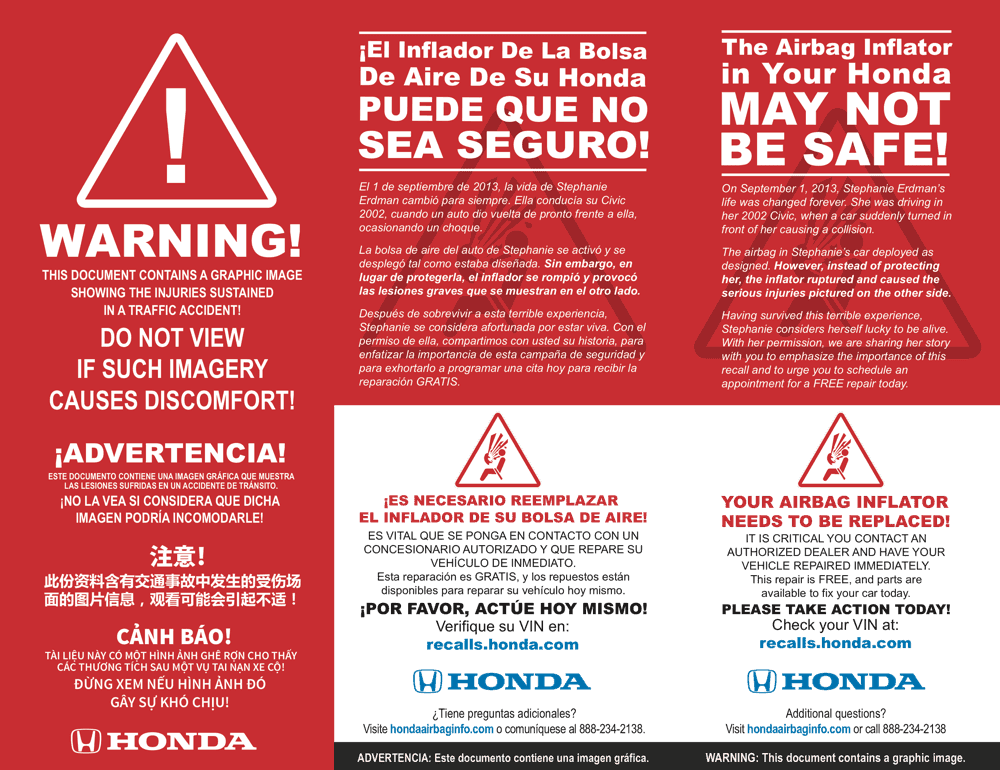 Honda Takata Airbag Recall Danvers, MA Honda North