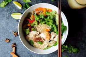 Pho in a bowl with chopsticks at a Pho restaurant