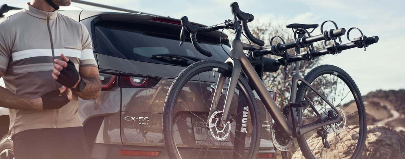 Bike carrier on a tan 2025 Mazda CX-50 for sale near East Hartford