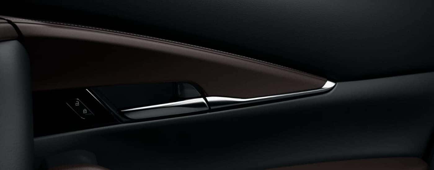 Leather and chrome interior details in a 2020 Mazda CX-30.
