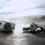 AMG GT Roadster facing Race Car on Track