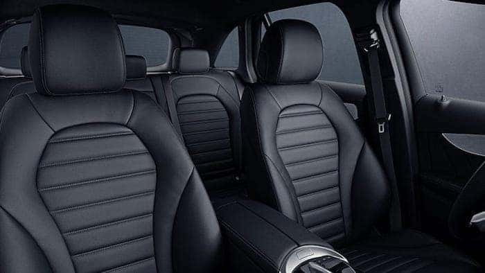 View of first and second row seats inside the GLC from front passenger's perspective