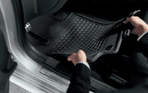 floor mat being placed