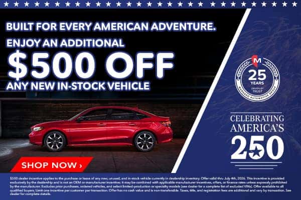 <b>$500 Off New In-Stock Hondas</b>